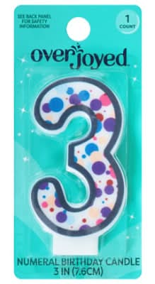 Overjoyed Numeral Birthday Candle, 3"