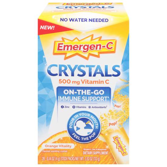 Emergen-C Crystals Vitamin C Orange Vitality Supplements (28 ct)