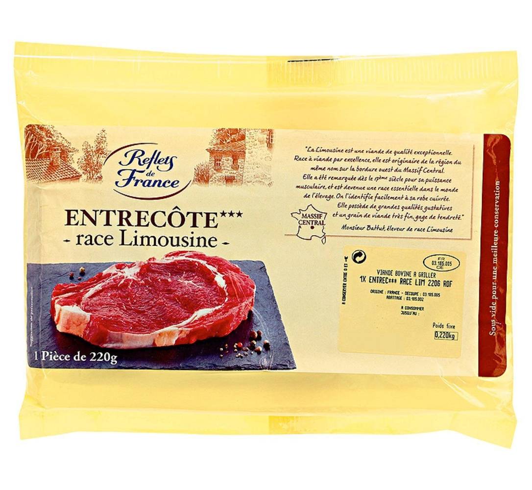 Reflets de France - Viande bovine entrecôte race limousine (220g)