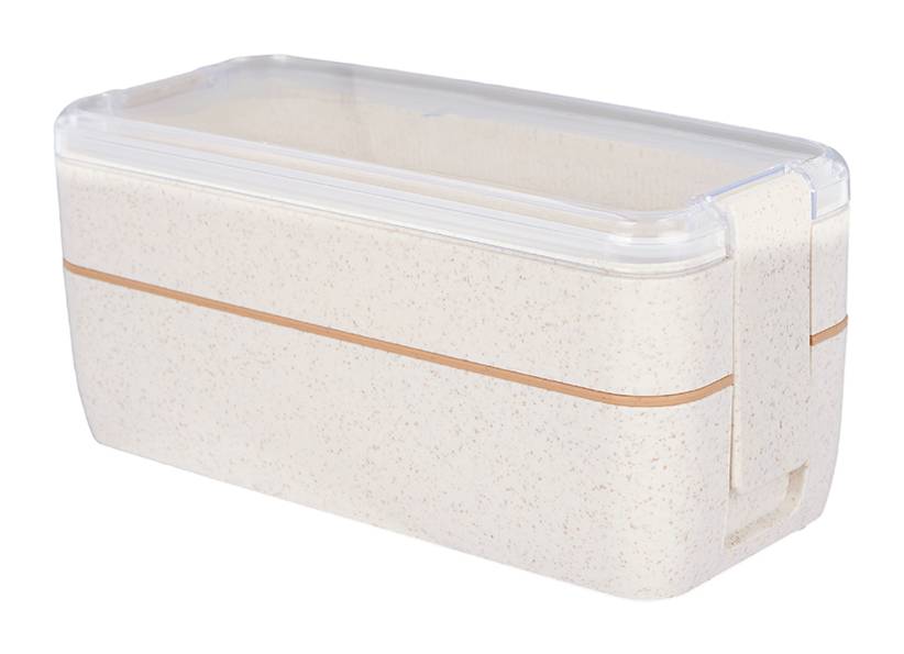Miniso · Contenedor doble paja beige
