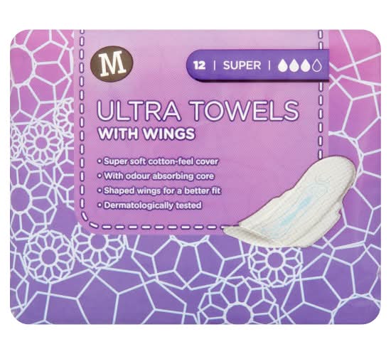 Morrisons Super Ultra Towels With Wings (12 pack)