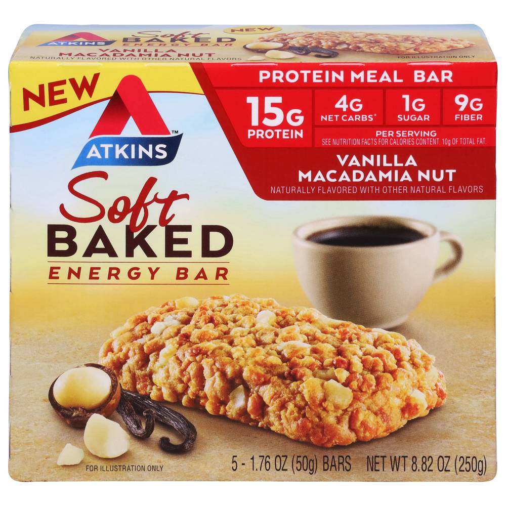 Atkins Soft Baked Energy Bars, Vanilla-Macadamia Nuts (1.76 oz, 5 ct)