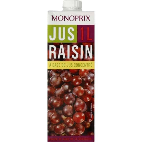 Monoprix Jus De Raisin Rouge À Base De Jus Concentré La Brique De 1 L