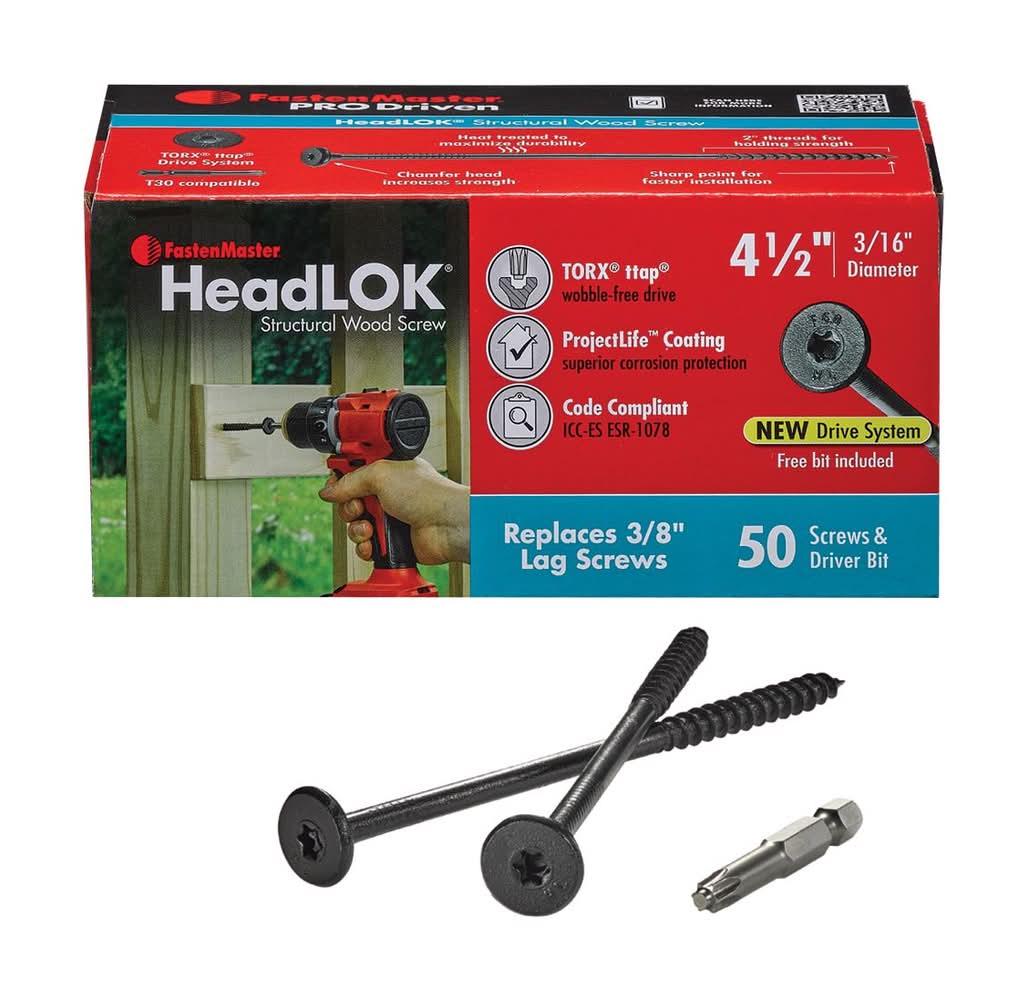Fastenmaster Headlok 4.5 In. L Torx Ttap T30 Coarse Structural Wood Screws 50 Pk