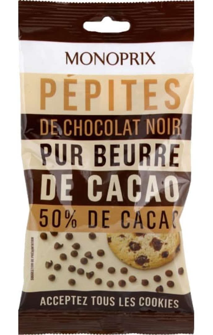 Monoprix - Pépites de pur beurre les cookies, chocolat noir, cacao (100g)