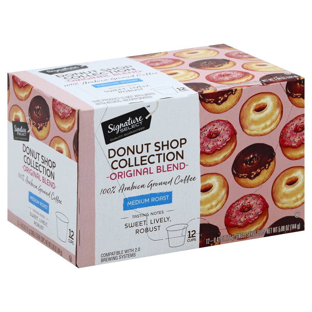 Signature Select Donut Shop Medium Roast Ground Coffee Pods (5.08 oz)