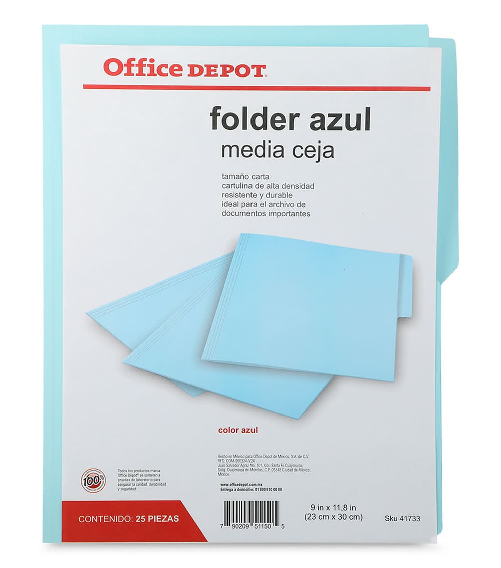 Office Depot · Folder azul tamaño carta (100 g)