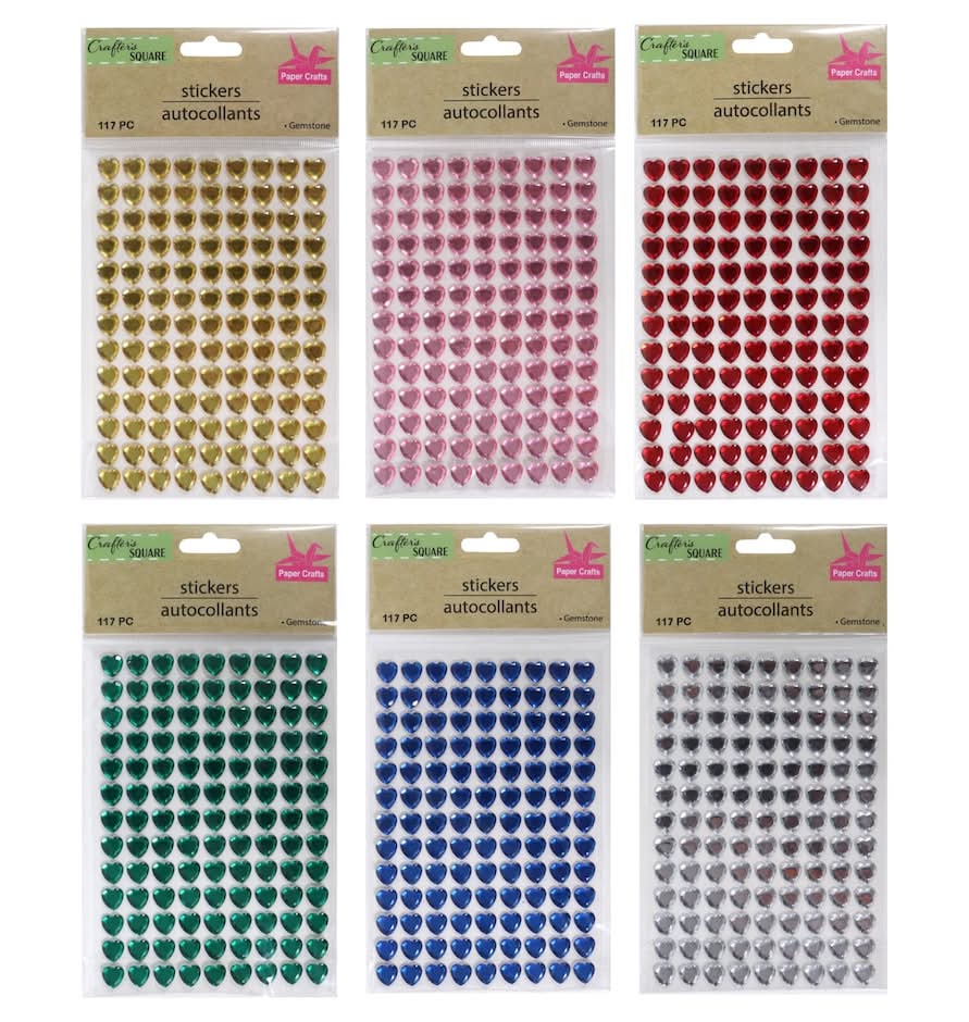 Crafters Square Heart Jewel Stickers, 25-ct. Packs
