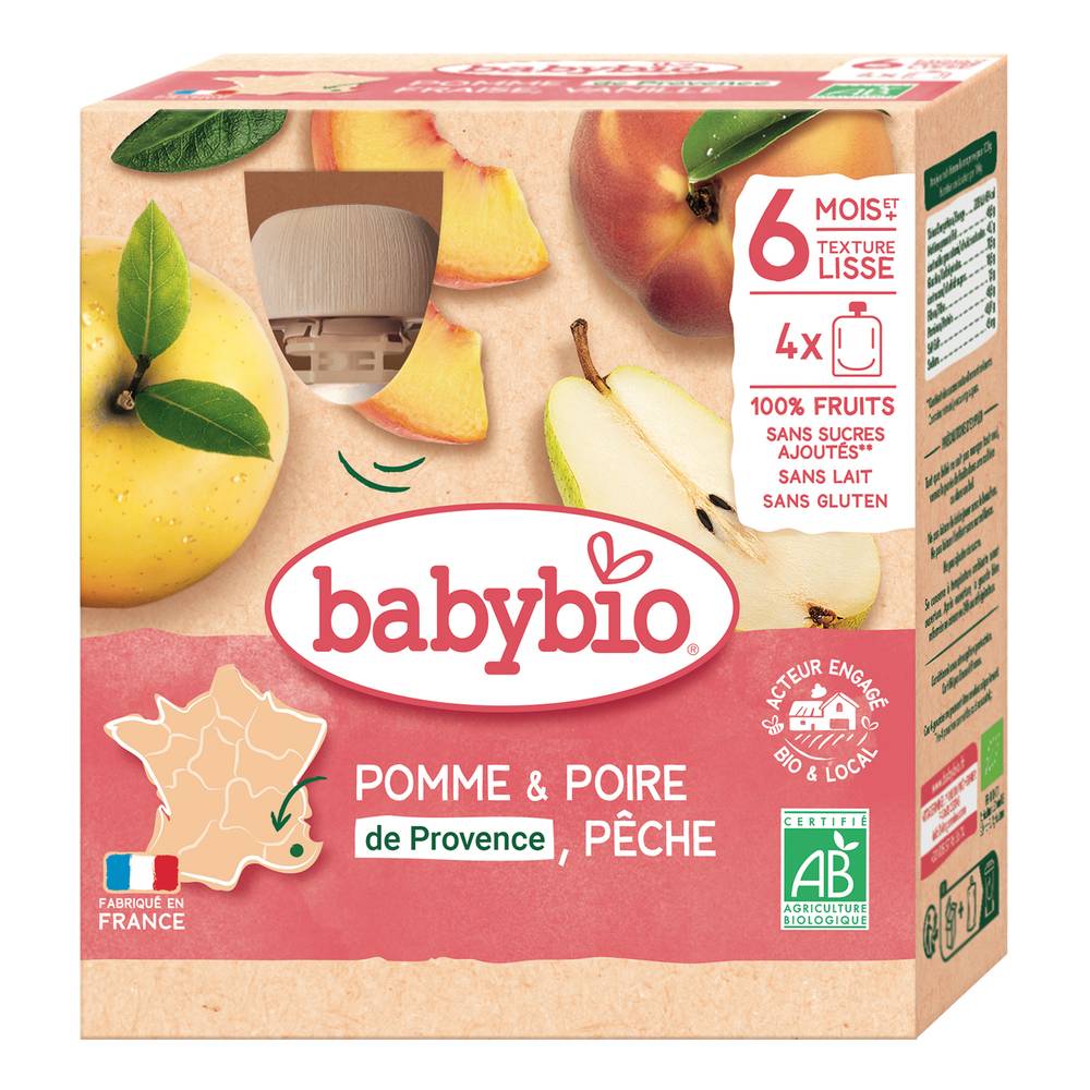Babybio - Pomme d'aquitaine poire pêche d'occitanie bio dès 6 mois (360g)