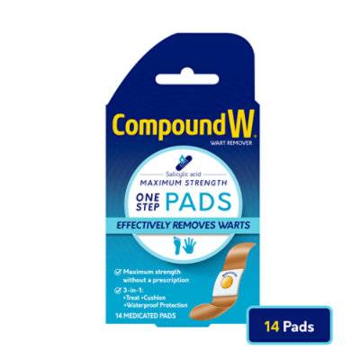 Compound W Maximum Strength One Step Pads Remover Warts (14 pads)
