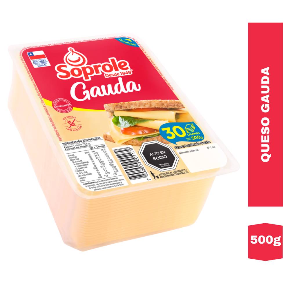 Soprole · Queso gauda laminado (500 g)