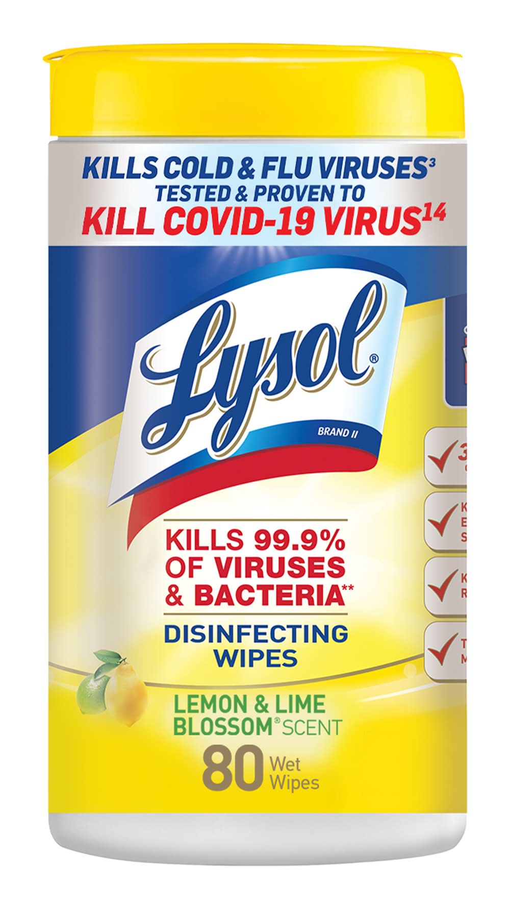 Lysol Disinfecting Wet Wipes, Lemon & Lime Blossom (80 ct)