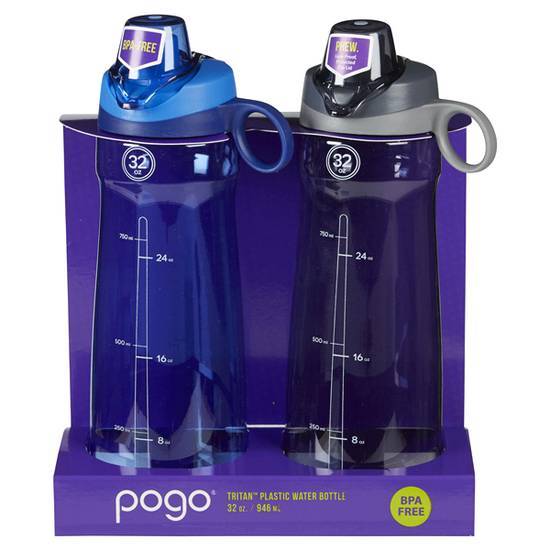Pogo 2-pack Chug Tritan Plastic Water Bottle, Grey/Blue (32 oz), Delivery  Near You