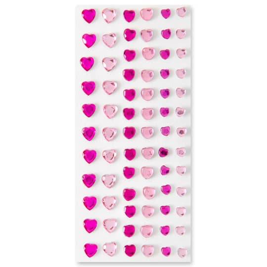 Recollections Heart Rhinestone Stickers, Pink (74 ct)