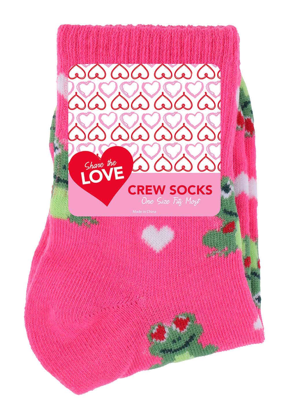 Valentine's Printed Crew Socks 1-Pair Frog