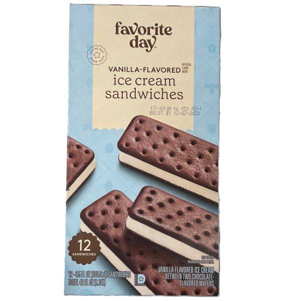 Favorite Day Ice Cream Sandwiches, Vanilla (3.5 fl oz, 12 ct)