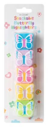 Stackable Butterfly Highlighters 4-Pack Butterfly