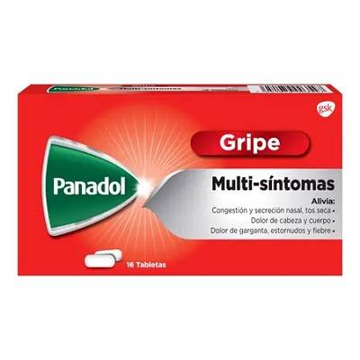 Panadol acetaminofén 500 mg/5 mg/2 mg multi-síntomas (16 tabletas)