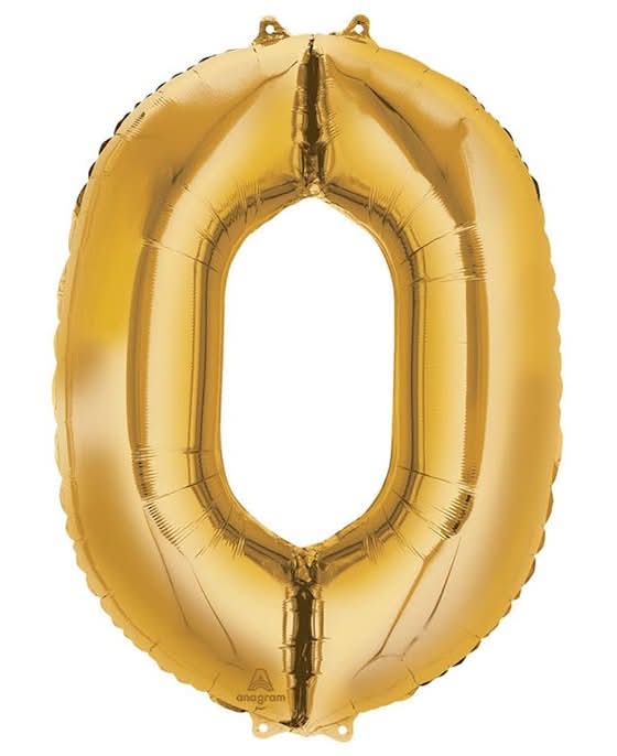 35'' Gold Number 0 Balloon