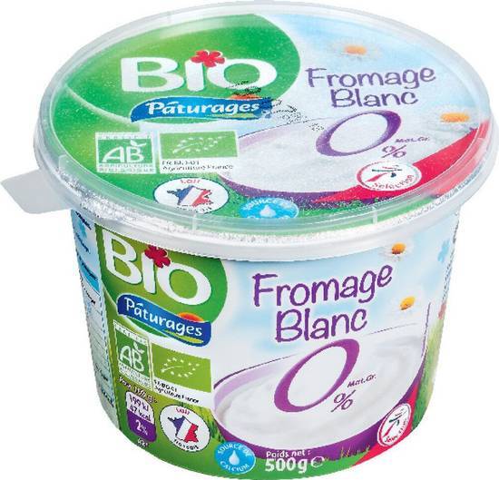 Fromage blanc 0% bio - paturages - 500g