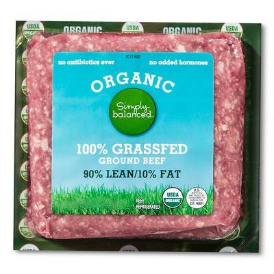 Simply Balanced Organic Grass Fed 90/10 Ground Beef - 1lb - Tm (1 lbs)