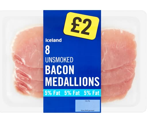 Iceland Unsmoked Bacon Medallions (8 pack)