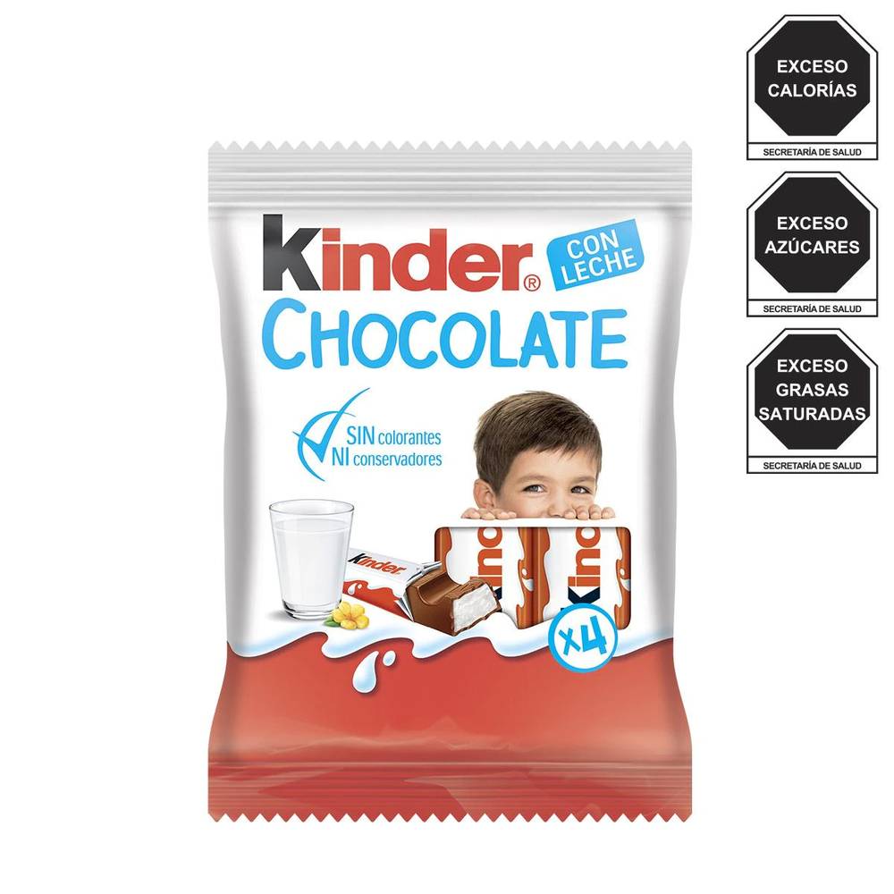 Kinder chocolate en barra (4 piezas)