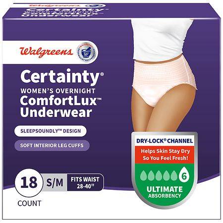 Walgreens Certainty Confortlux Women's Overnight S & m Underwear (18 ct)