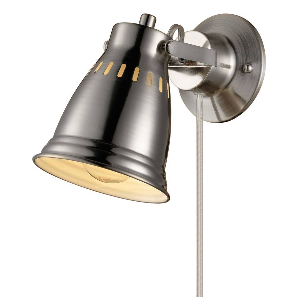 Globe Electric Cuvillier 1 Light Brushed Steel PlugIn Wall Sconce