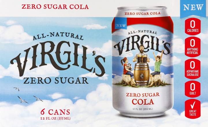 Virgil's All-Natural Zero Sugar Cola (6 ct, 12 fl oz)