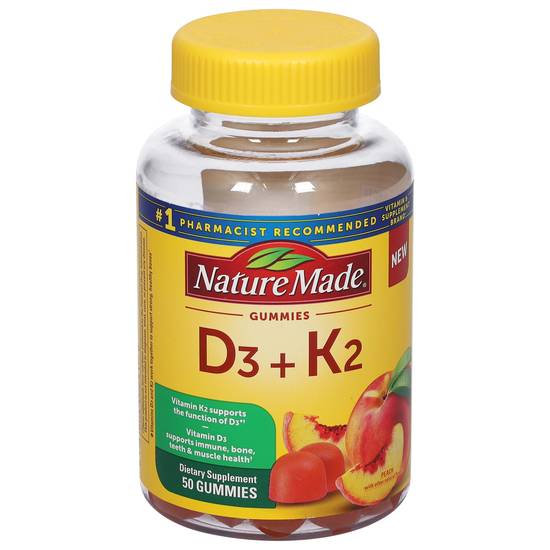 Nature Made Vitamin D3 + K2 Dietary Supplement Gummies (50 ct) (peach)