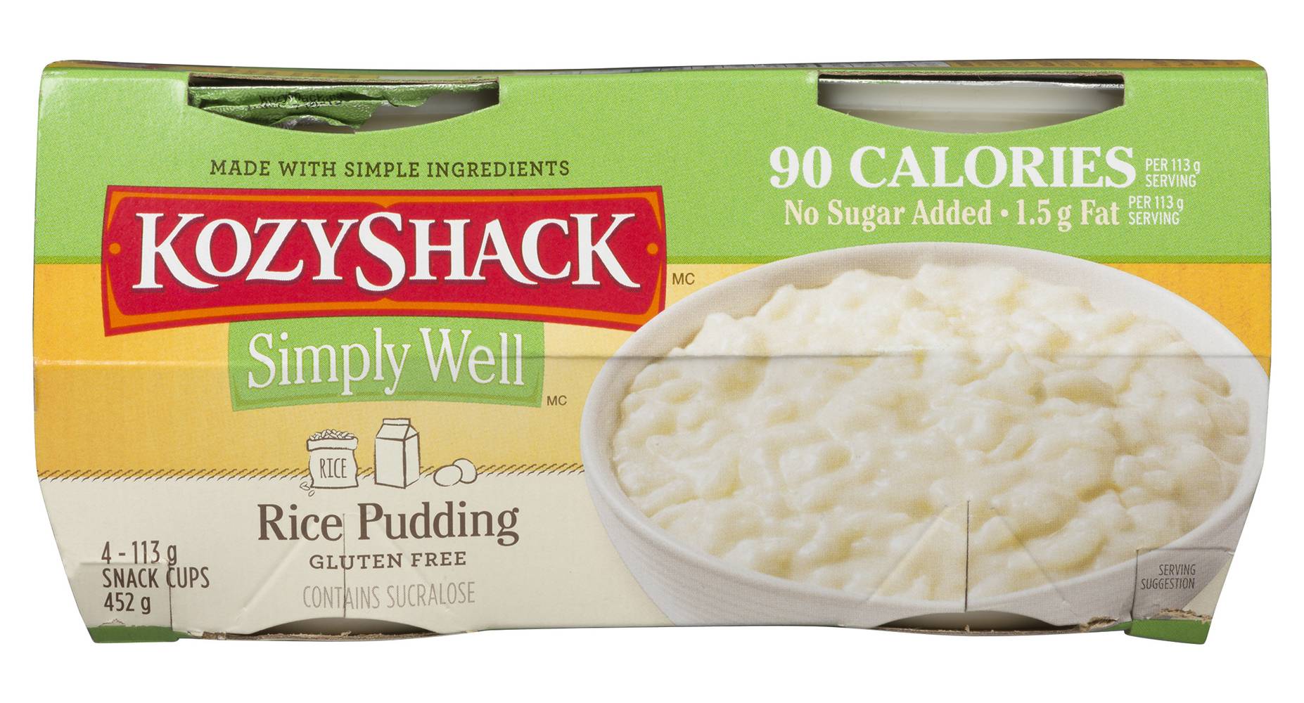 Kozy Shack Simply Well Rice Pudding Snack Cups (4 x 113 g)
