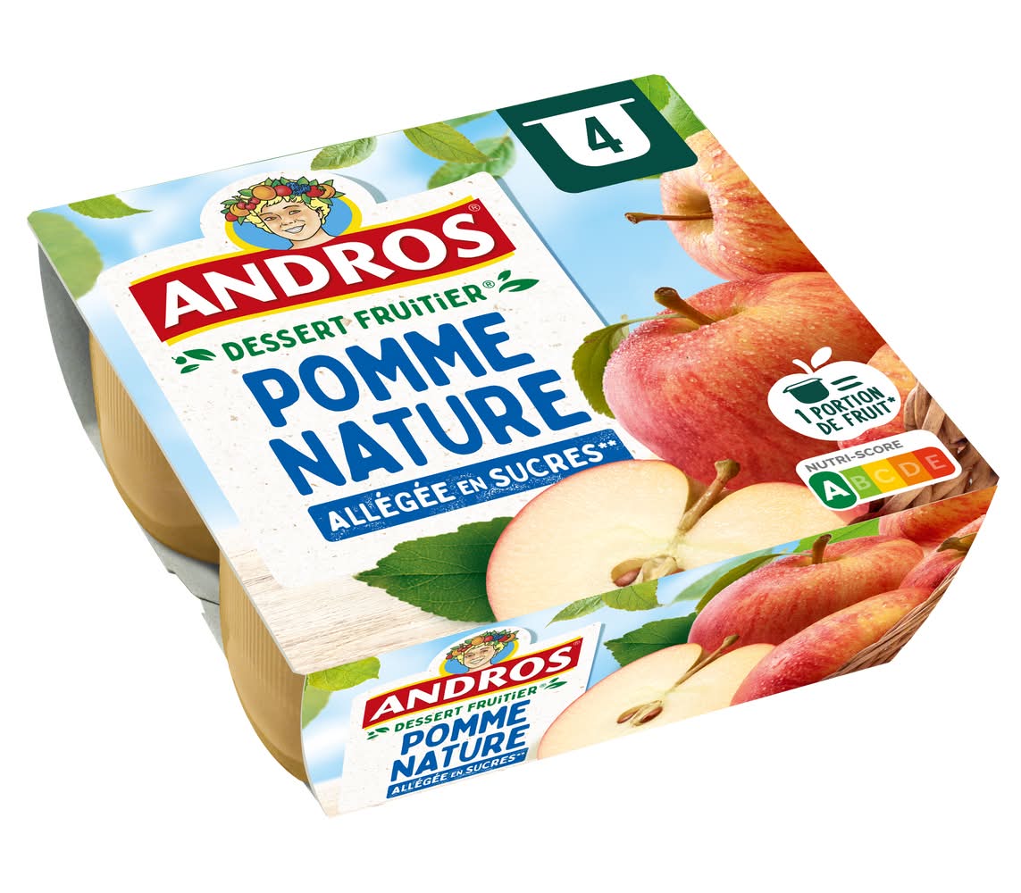 Andros - Compote de pommes allégée en sucres (400g)