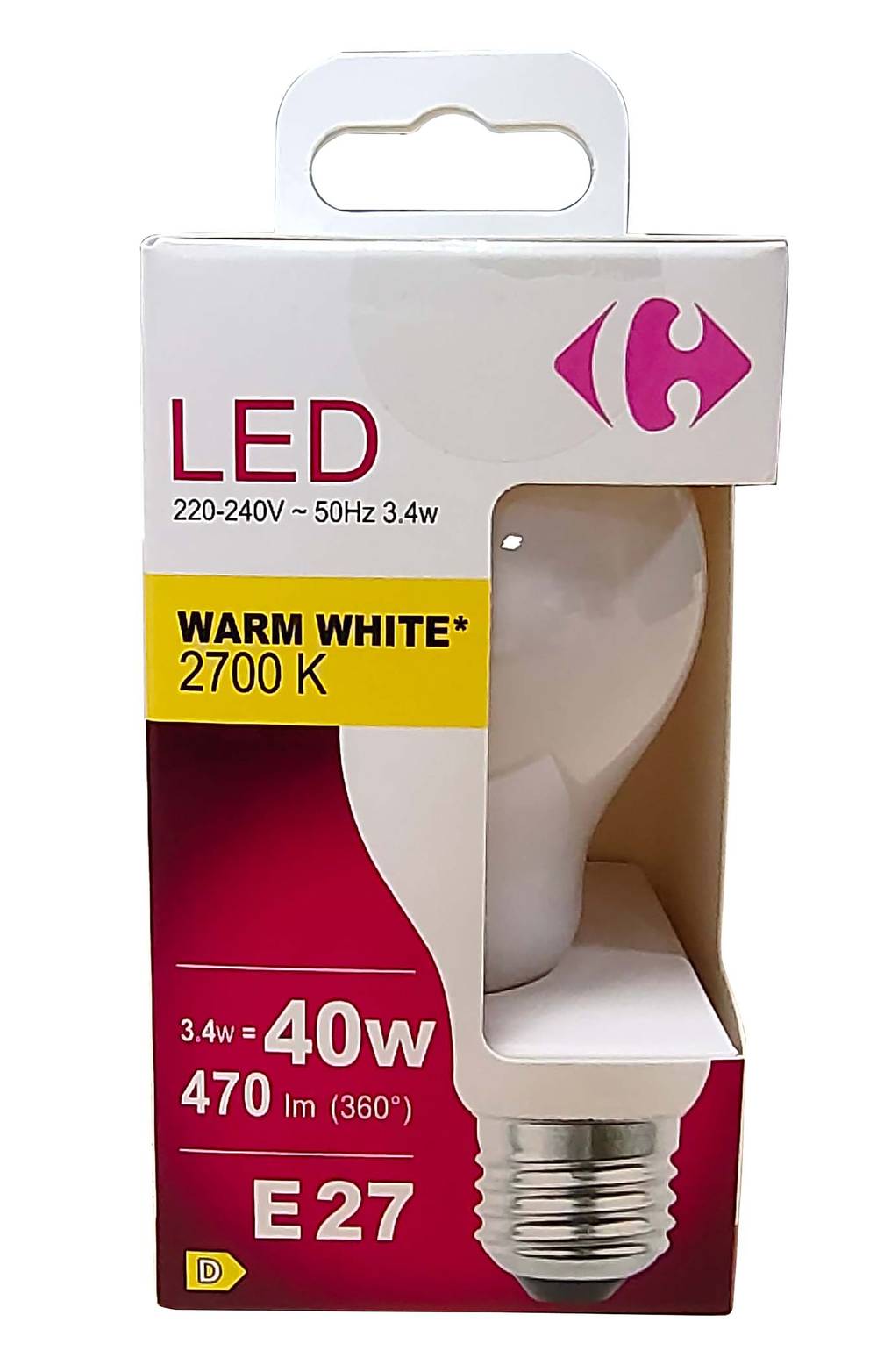 Ampoule LED Standard 40W E27 WW CARREFOUR - l'ampoule