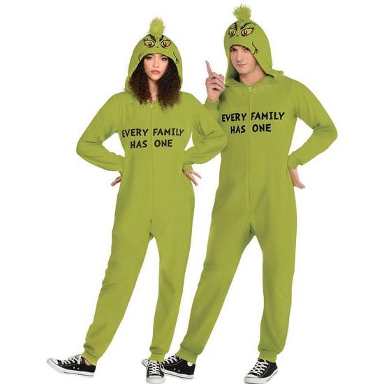 Family Grinch One Piece Zipster Costume for Adults - Size - S/M