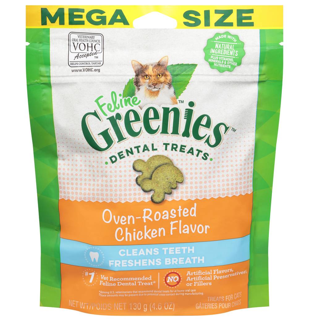 Feline Greenies Adult Dental Cat Treats, Oven Roasted Chicken Flavor (4.6 oz)