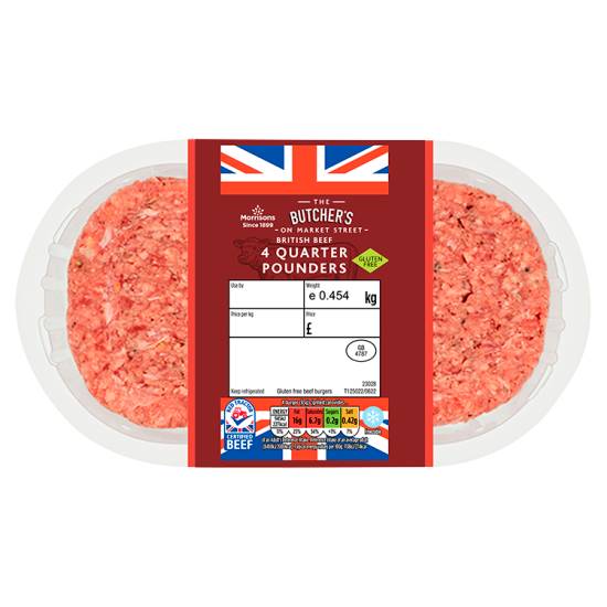 Morrisons the Butcher's on Market Street Gluten Free Quarter Pounders (4 ct)