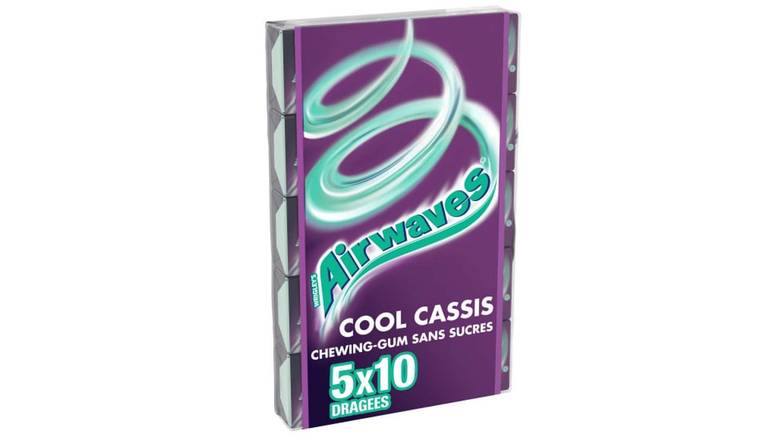 Airwaves Chewing-gum au menthol et cassis, sans sucres Les 5 étuis de 10, 70g