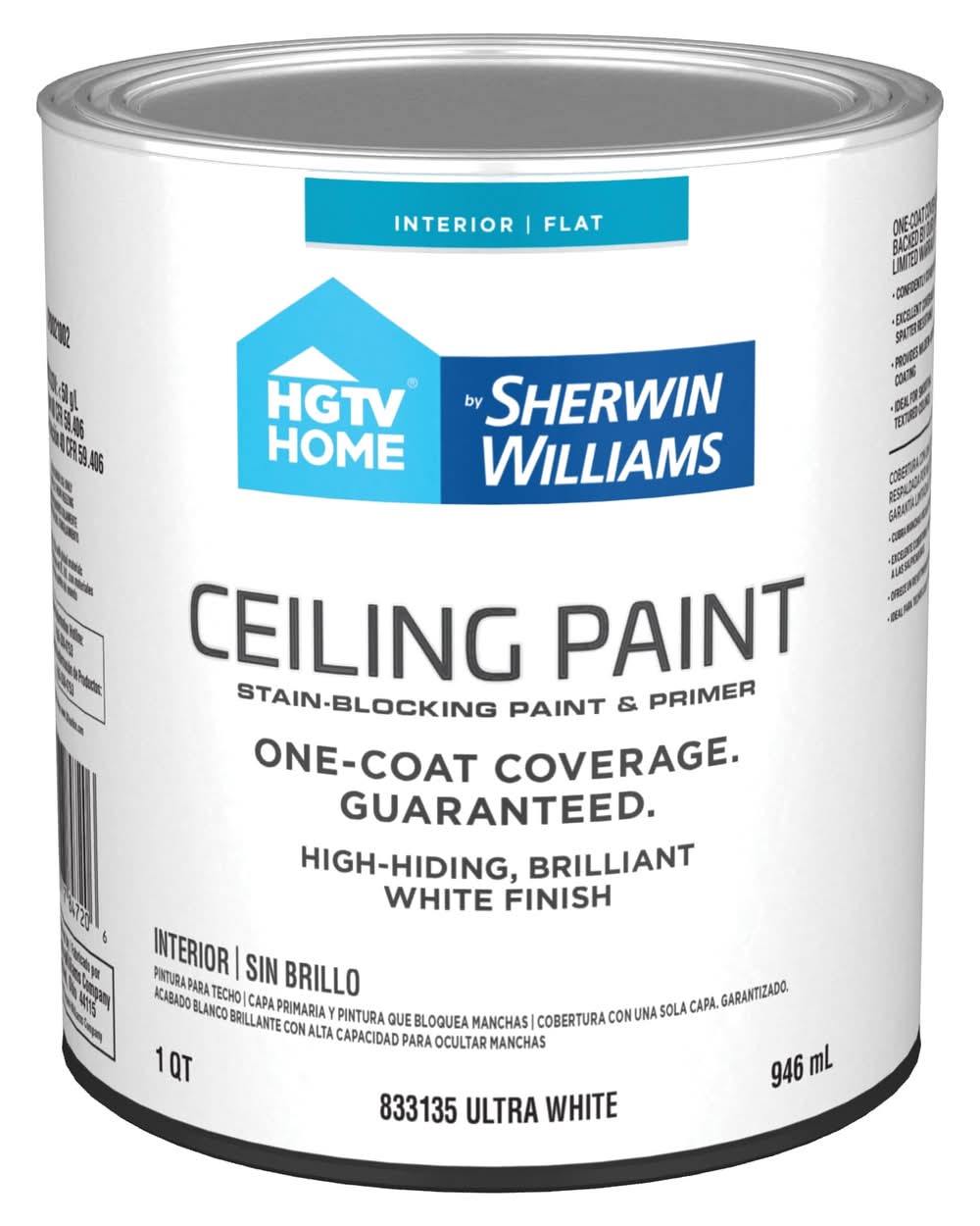 HGTV HOME by Sherwin-Williams Flat White Ceiling Paint Paint and Primer ( 1-quart )