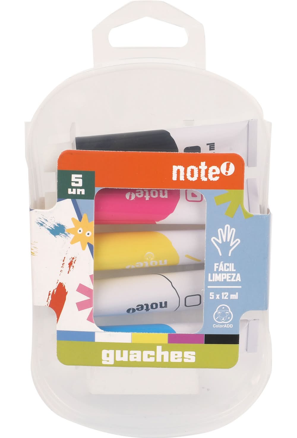 Guache 12 Mililitros Com 5 Tubos Sortido Note!