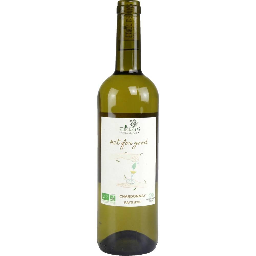 Act For Good - Vin blanc bio pays d'oc chardonnay (750ml)