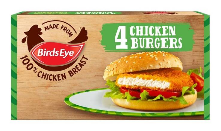 Birds Eye 4 Chicken Burgers With Golden Wholegrain 200g (369334)