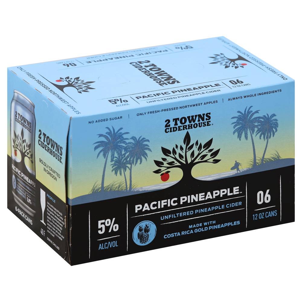 2 Towns Ciderhouse Pacific Pineapple Unfiltered Cider (12 oz)