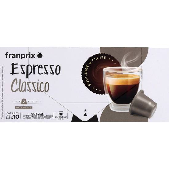Capsules café expresso classico Franprix x10