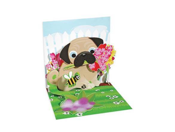Up With Paper Pug Bouquet Mini Pop-Up Card (1 ct)