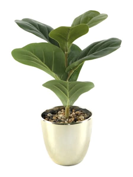 Realspace® 12"H Artificial Leaf Plant With Pot, Gold