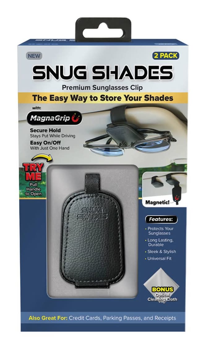 Snug Shades Premium Sunglasses Clip Black 2 Ct