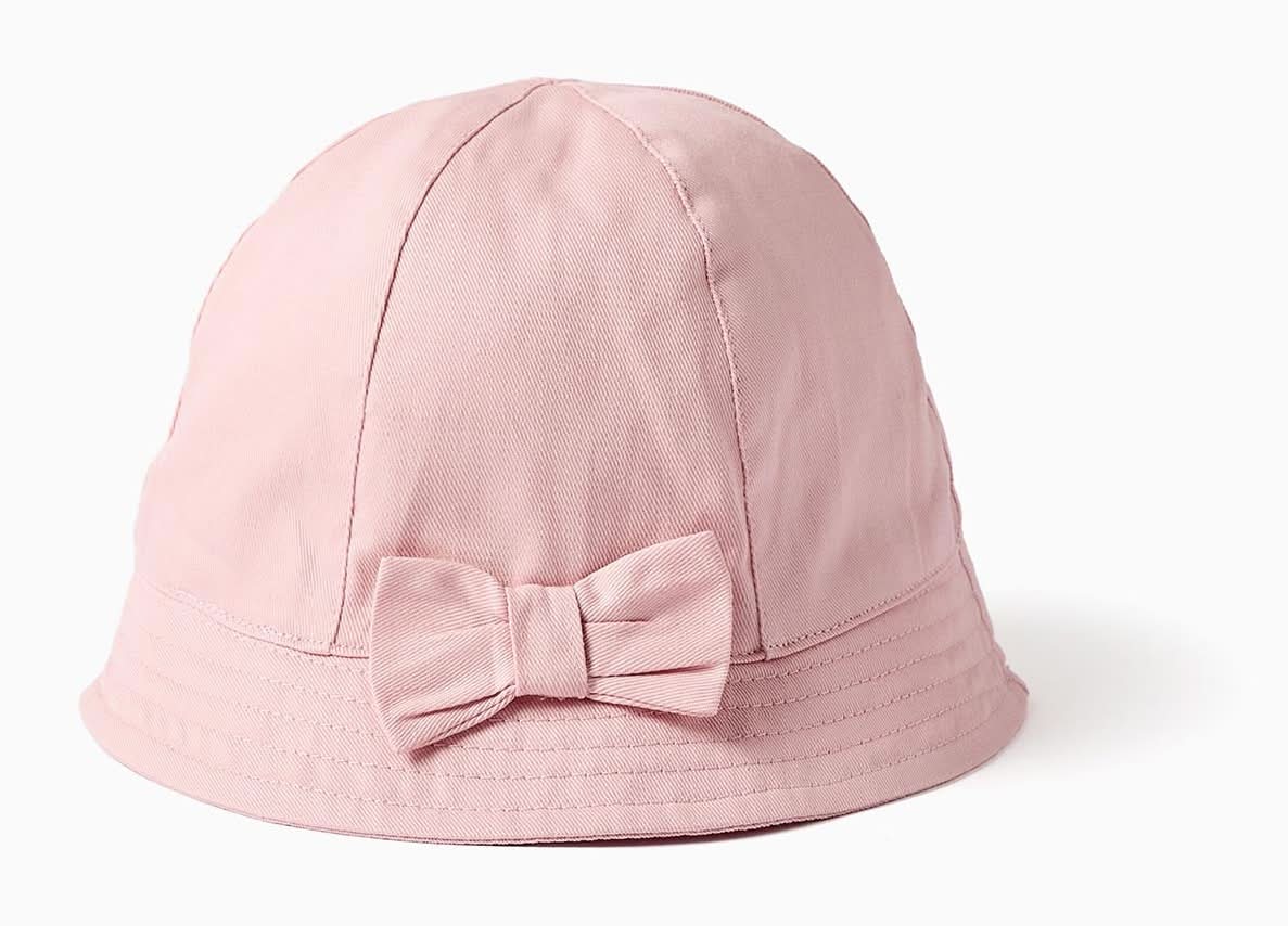 Chapéu De Sarja Com Laço Aplicado Para Bebé E Menina, Rosa-Claro (Multicolor - 10/12A)