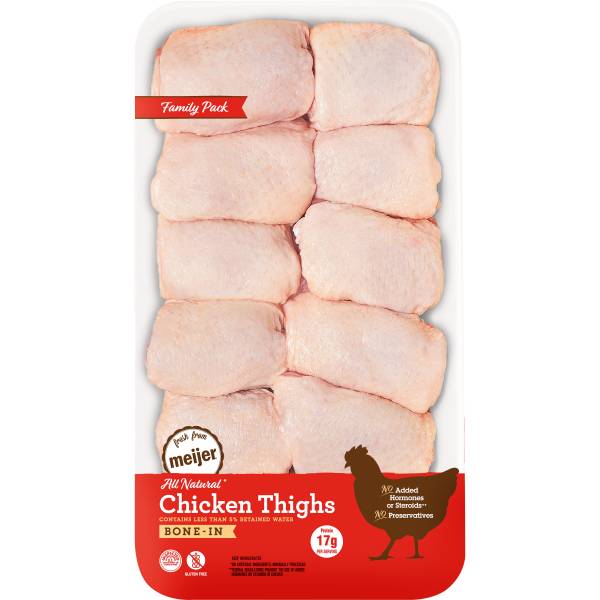 Meijer 100% All Natural Bone-In Chicken Thighs Family pack
