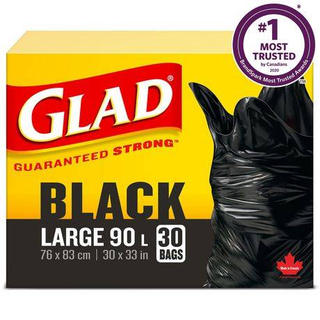 Glad Garbage Bags, 30*30 inch, Black (30 ct)